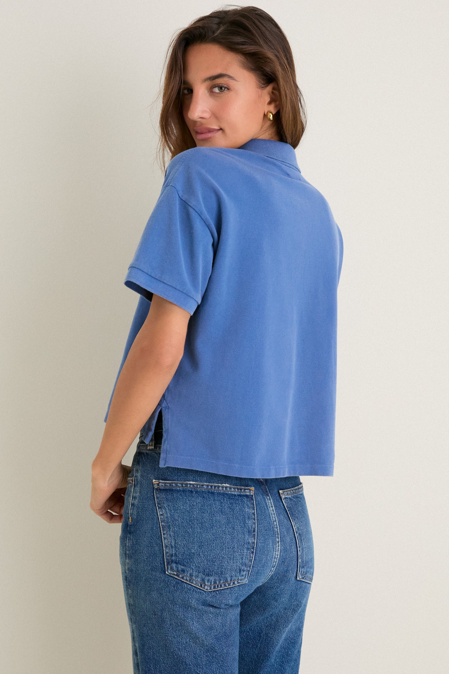Washed Blue Pique Holmes Boyfriend Polo