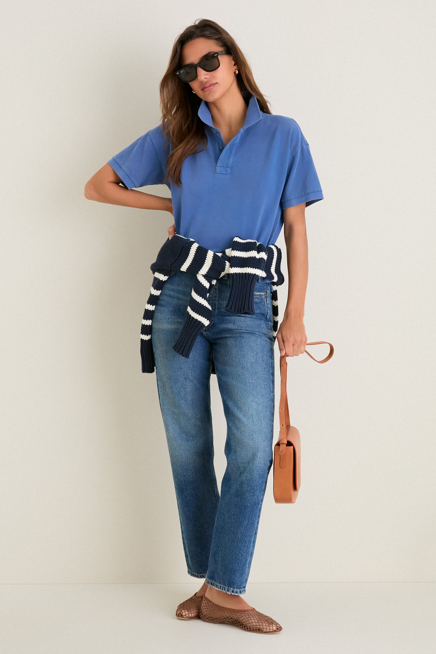 Washed Blue Pique Holmes Boyfriend Polo