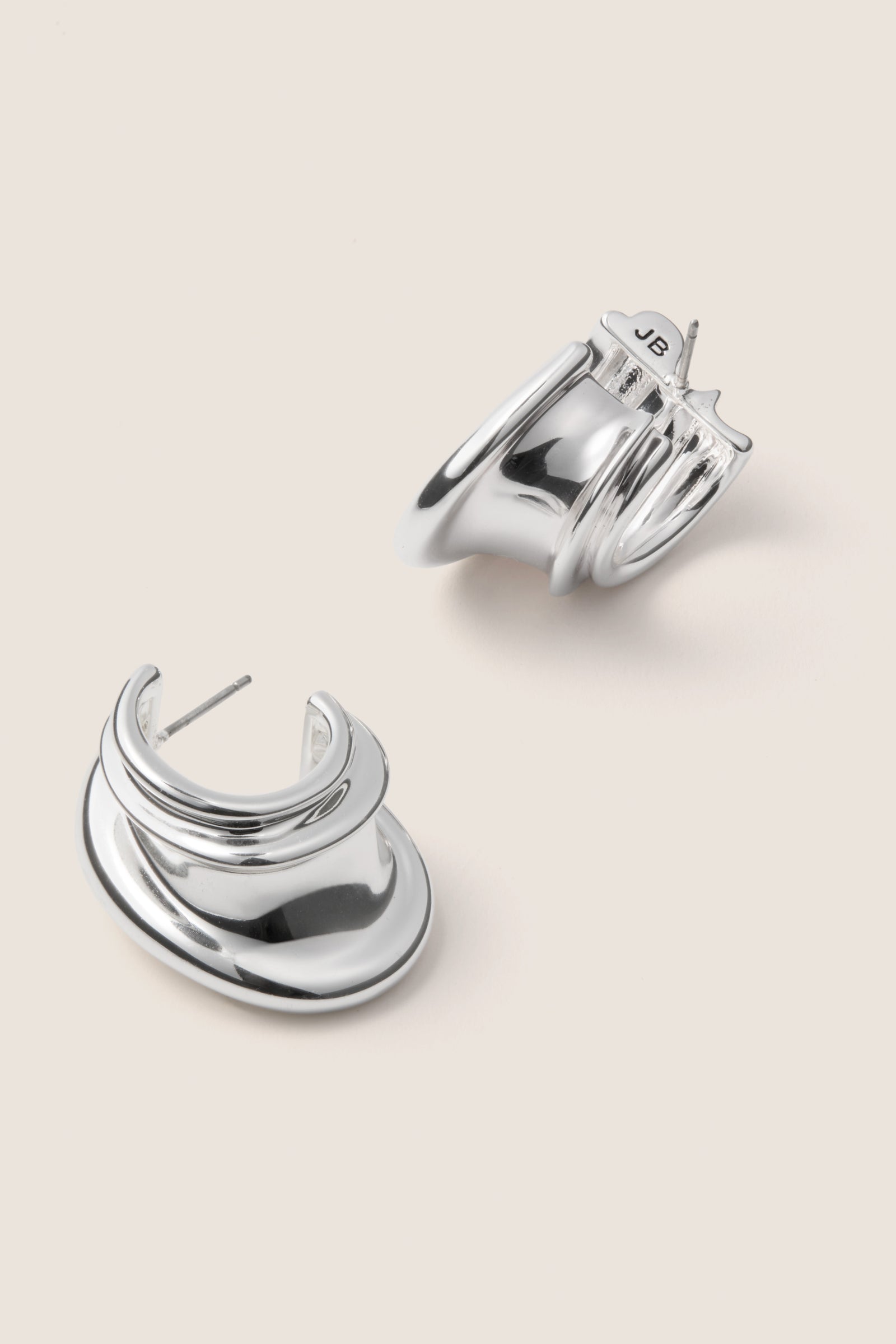 High Polish Silver Leona Hoops