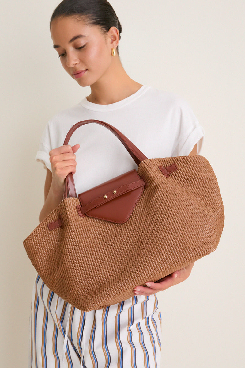 Cognac Raffia Blaine Tote