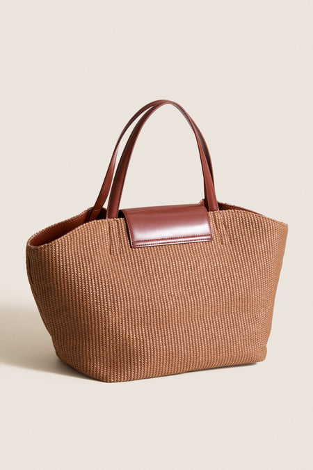 Cognac Raffia Blaine Tote