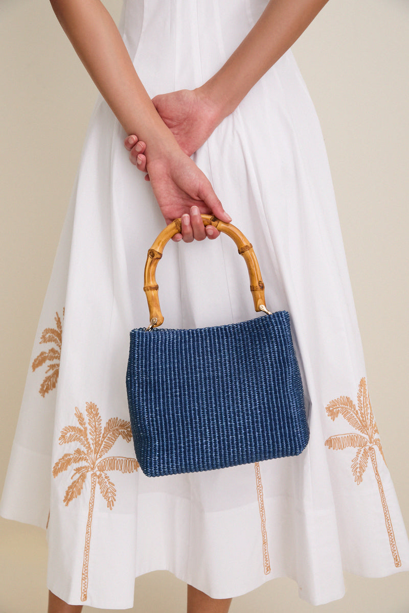 Navy Raffia Audrey Lady bag