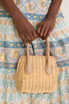 Natural Wicker Wave Top Handle Bag