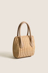 Natural Wicker Wave Top Handle Bag