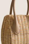 Natural Wicker Wave Top Handle Bag