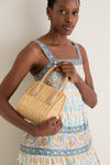 Natural Wicker Wave Top Handle Bag