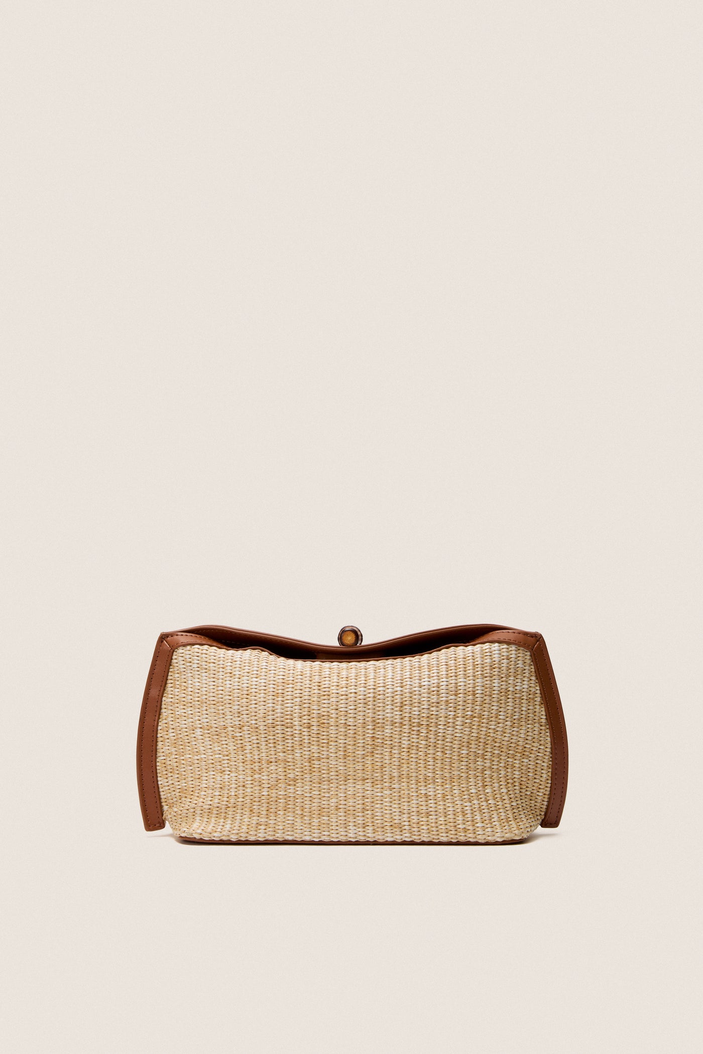 Cognac and Raffia Lock Clutch