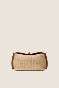 Cognac and Raffia Lock Clutch