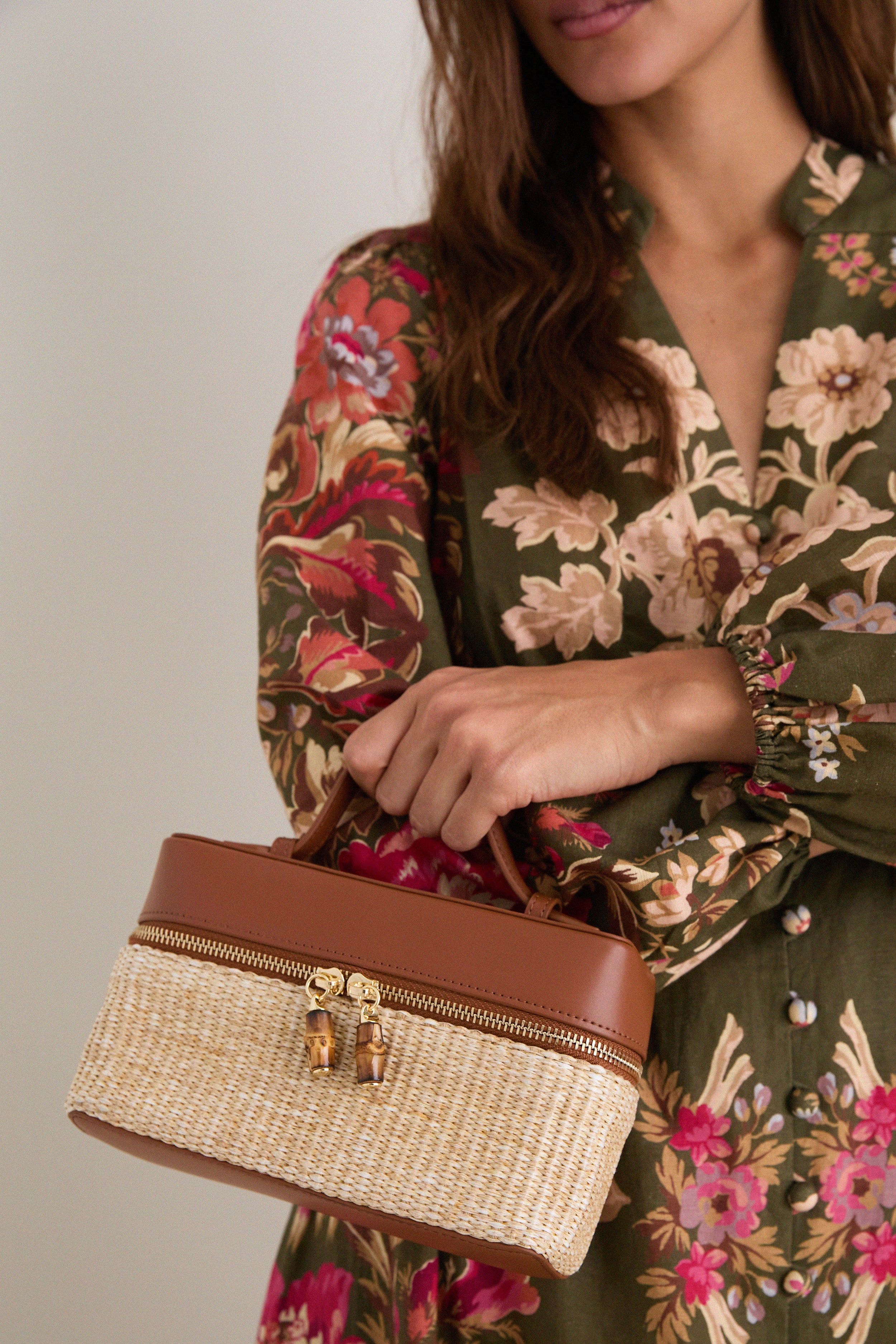 Cognac and Raffia Box Bag | Tuckernuck Accessories