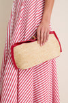 Cherry and Raffia Lock Clutch