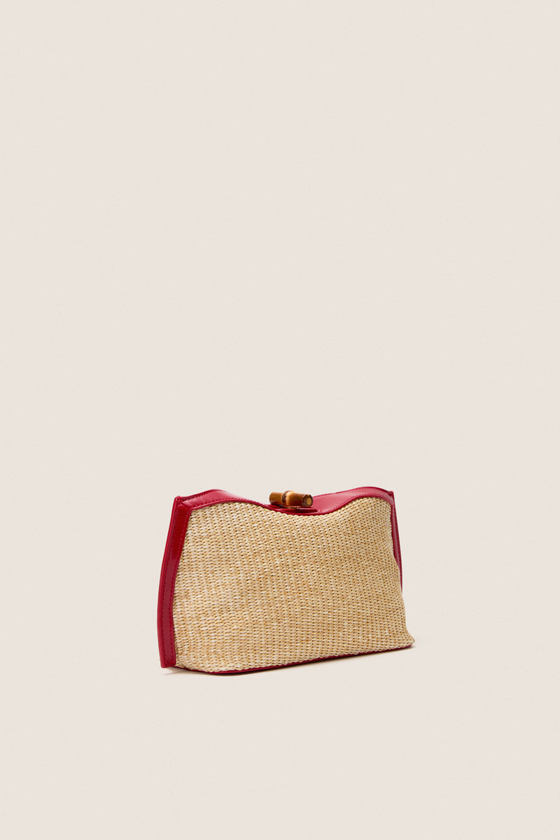 Cherry and Raffia Lock Clutch