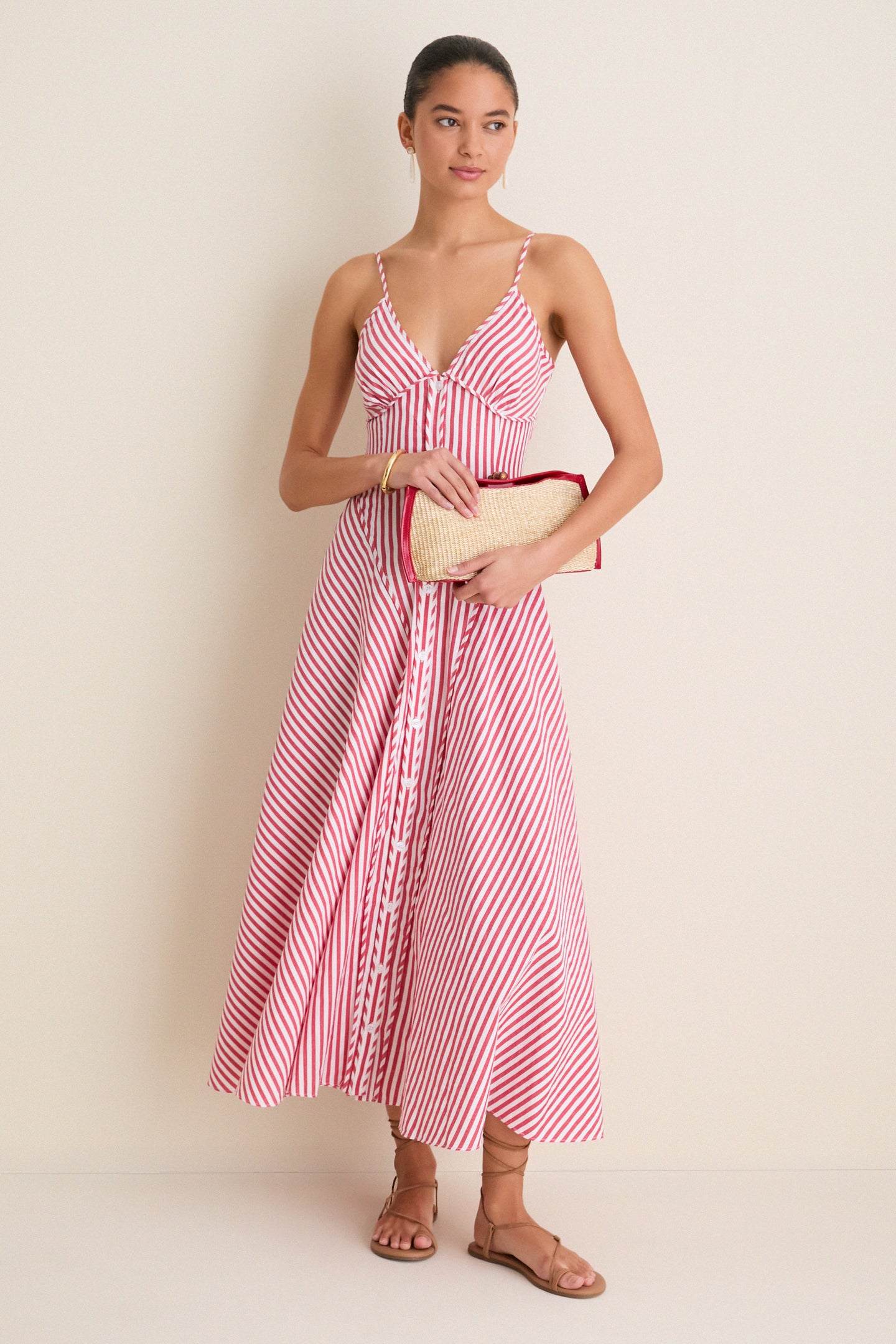 Cherry and Raffia Lock Clutch