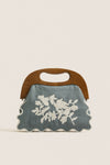 Chambray Floral Bermuda Wooden Handle Bag