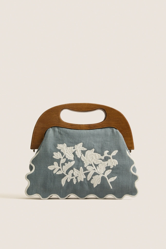Chambray Floral Bermuda Wooden Handle Bag | Tuckernuck Accessories