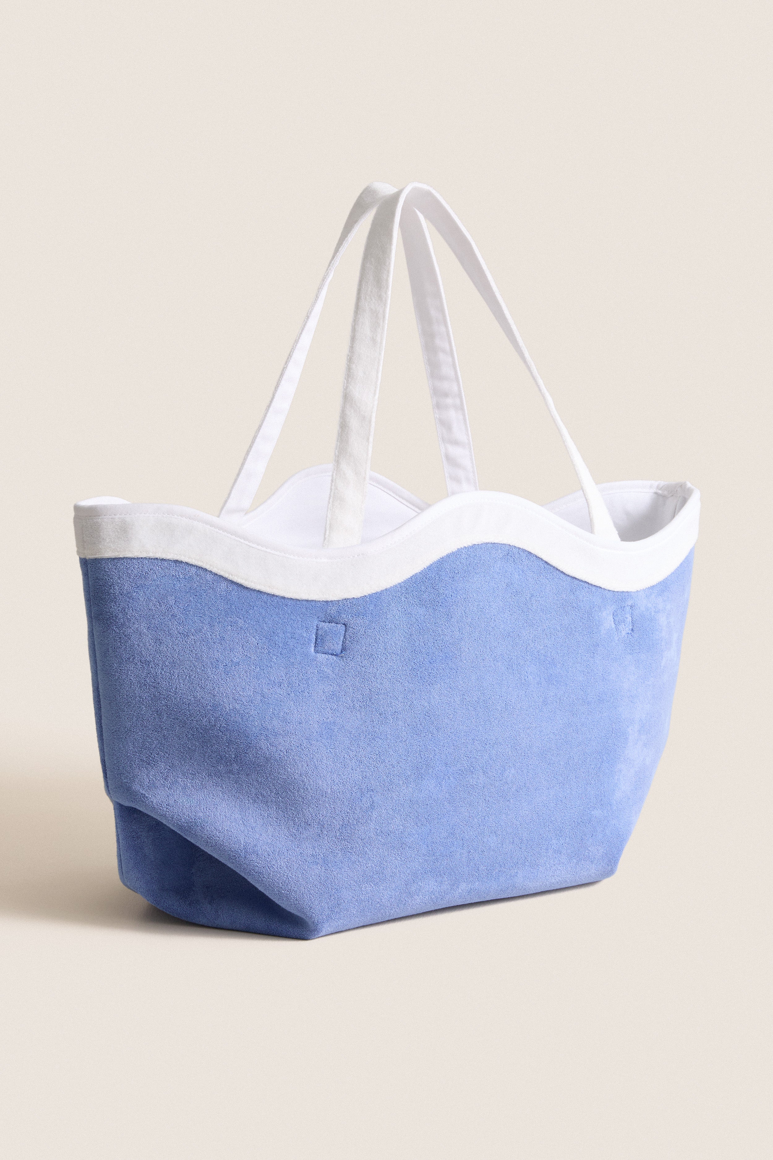 Cornflower and White Terrycloth August Tote