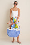Cornflower and White Terrycloth August Tote