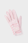 Pink Left Hand Golf Glove with classic zig-zag stitching, perforated fingers for effortless breathability, and a fun, high-end Velcro strap for easy adjustment.