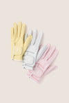 Yellow Left Hand Golf Glove with classic perforated design and Velcro strap, offering effortless comfort and fun flexibility for an elevated swing experience.