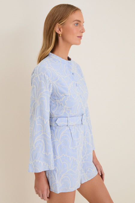 Blue Peony Embroidered Minny Romper