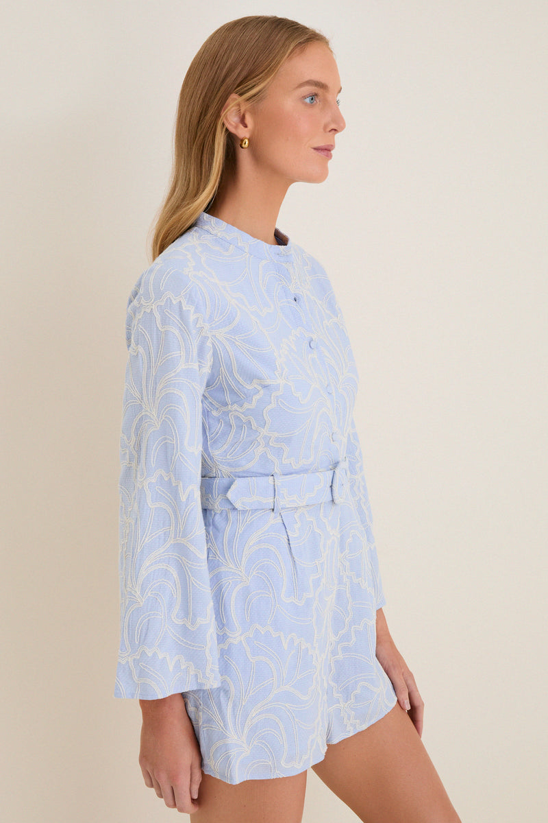 Blue Peony Embroidered Minny Romper