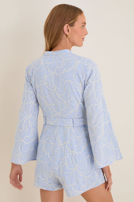 Blue Peony Embroidered Minny Romper