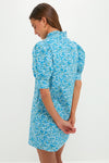 Blue Poppies Floral Ruffle Collar Louisa Mini Dress