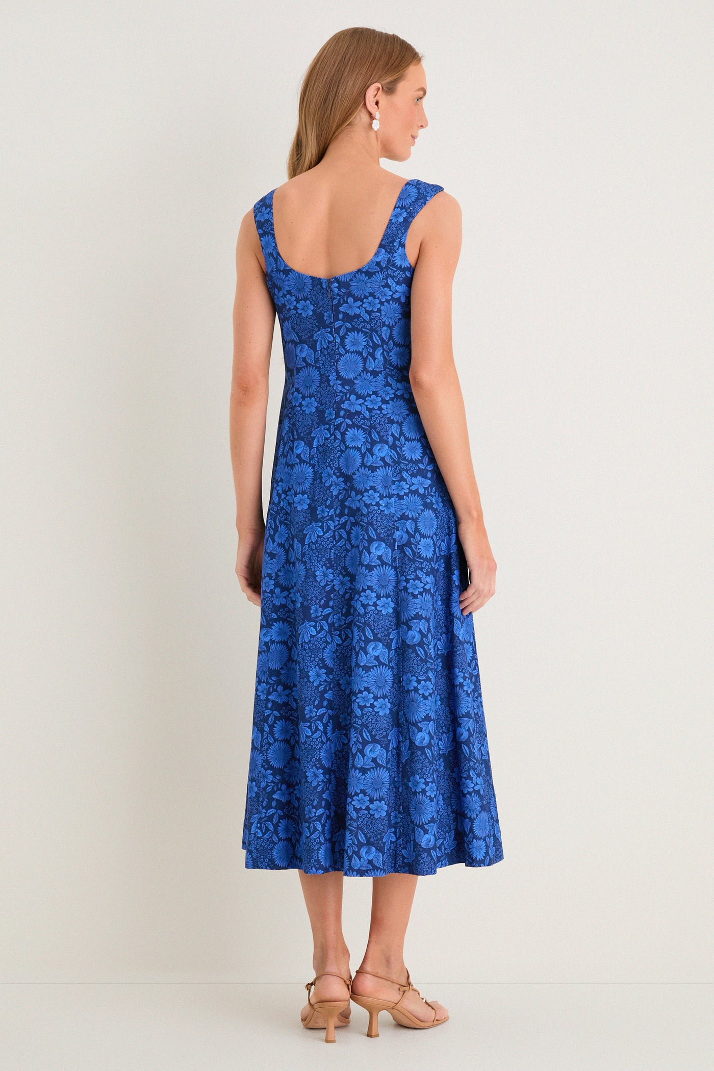 Hyacinth House Cobalt Blue Dahlia Floral Catie Dress Cobalt Blue Dahlia Floral / S