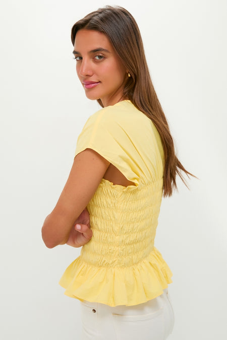 Yellow Smocked Rollins Top