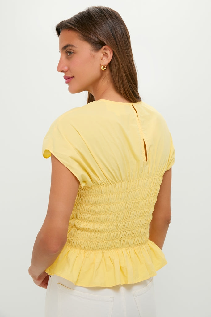 Yellow Smocked Rollins Top