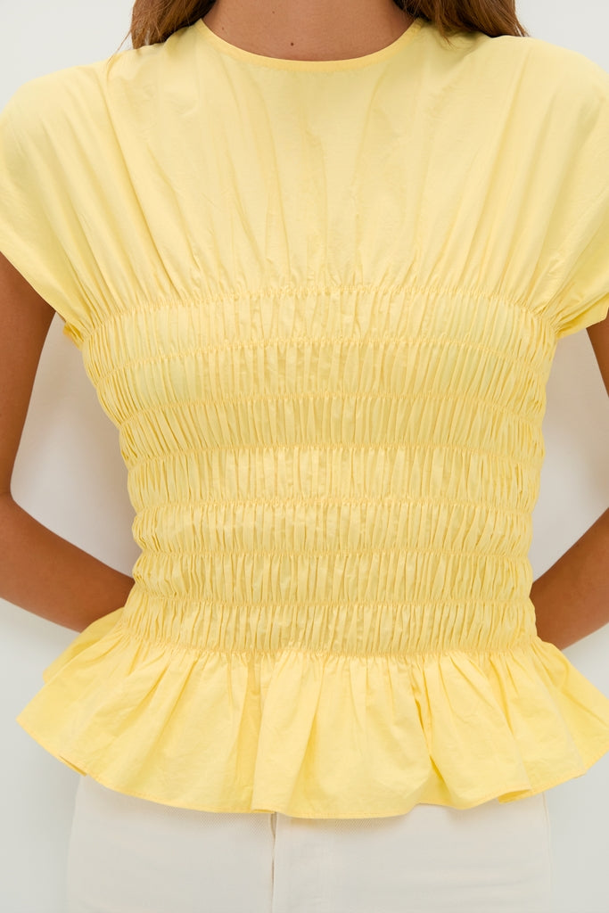 Yellow Smocked Rollins Top