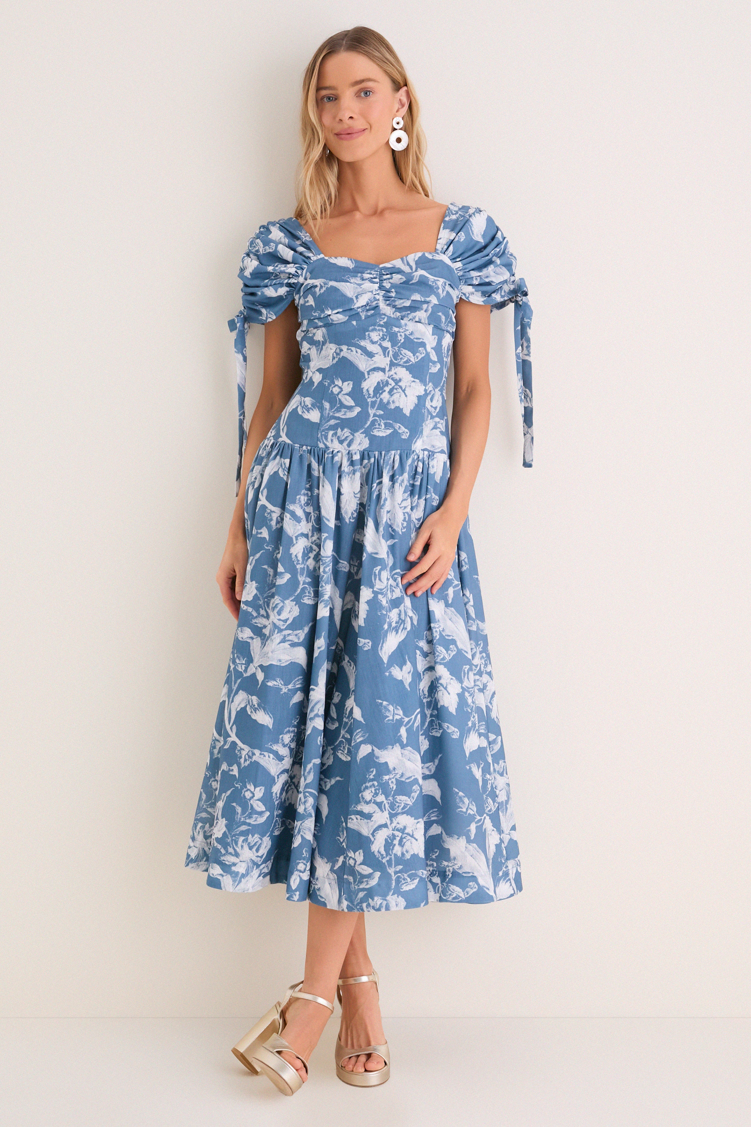 Vintage Blue Floral Marianna Maxi Dress
