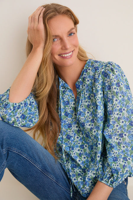 Forget-Me-Not Floral Petunia Blouse