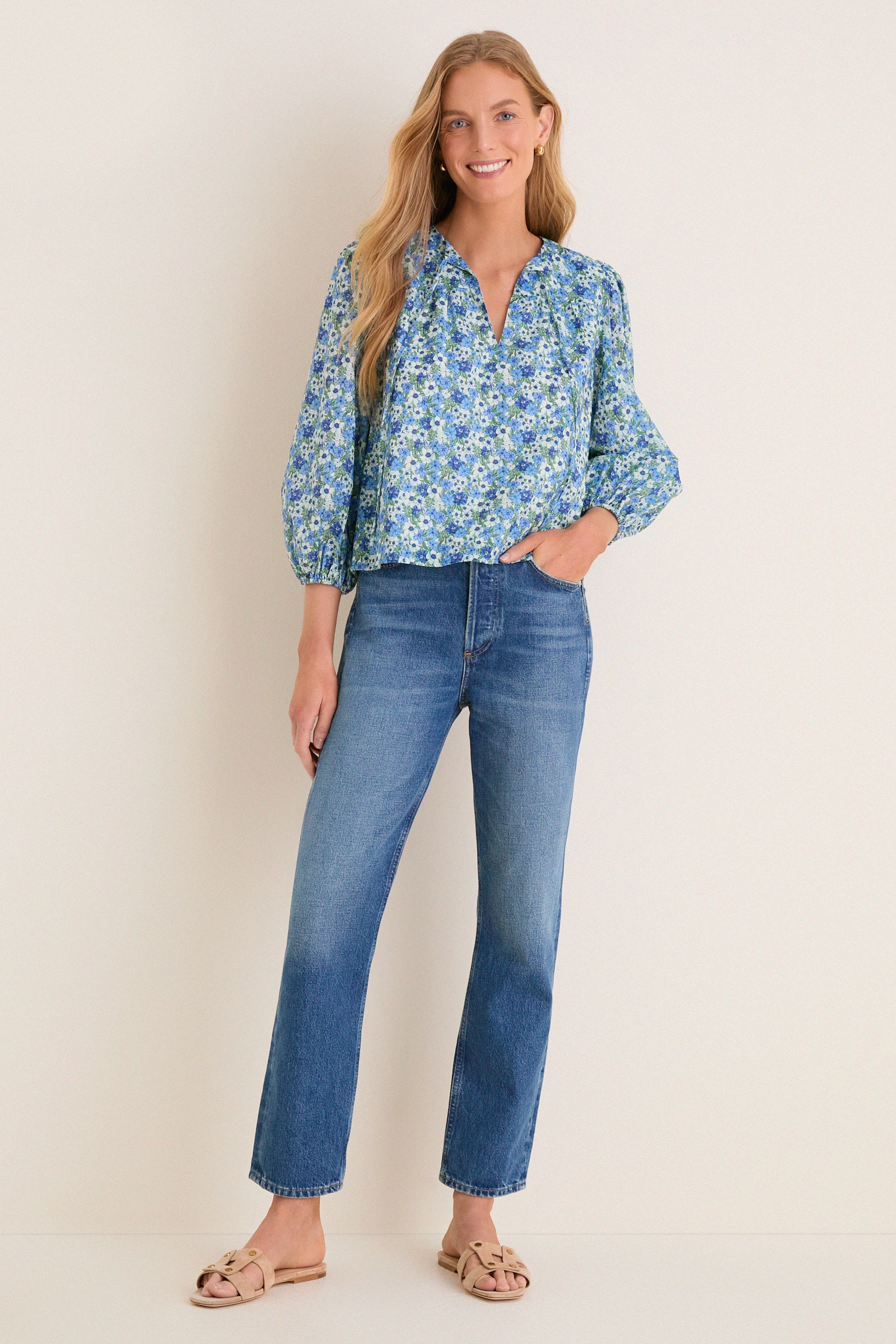 Forget-Me-Not Floral Petunia Blouse