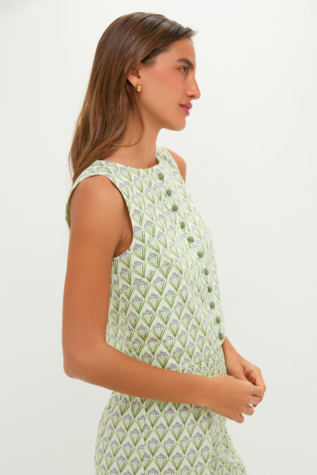 Pale Green Trellis Floral Ada Tank