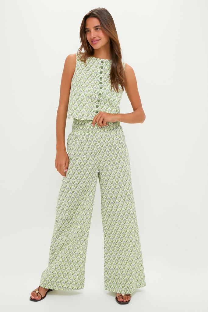 Pale Green Trellis Floral Ada Tank