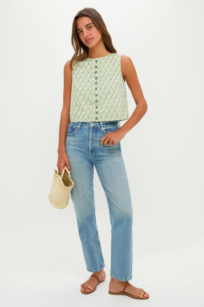 Pale Green Trellis Floral Ada Tank