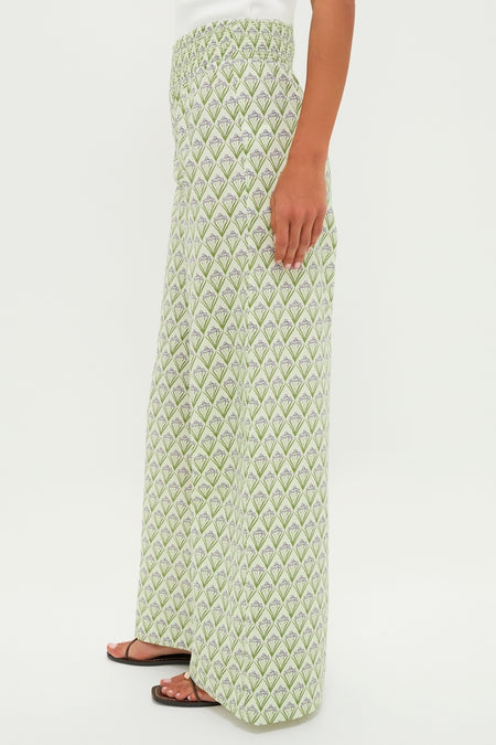 Pale Green Trellis Floral Addy Pants