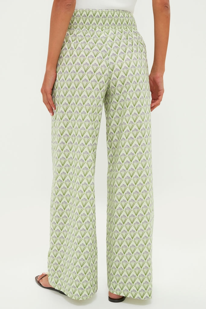 Pale Green Trellis Floral Addy Pants