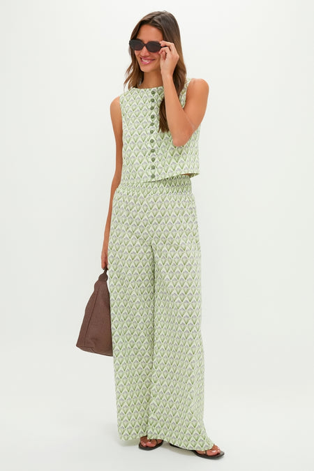 Pale Green Trellis Floral Addy Pants