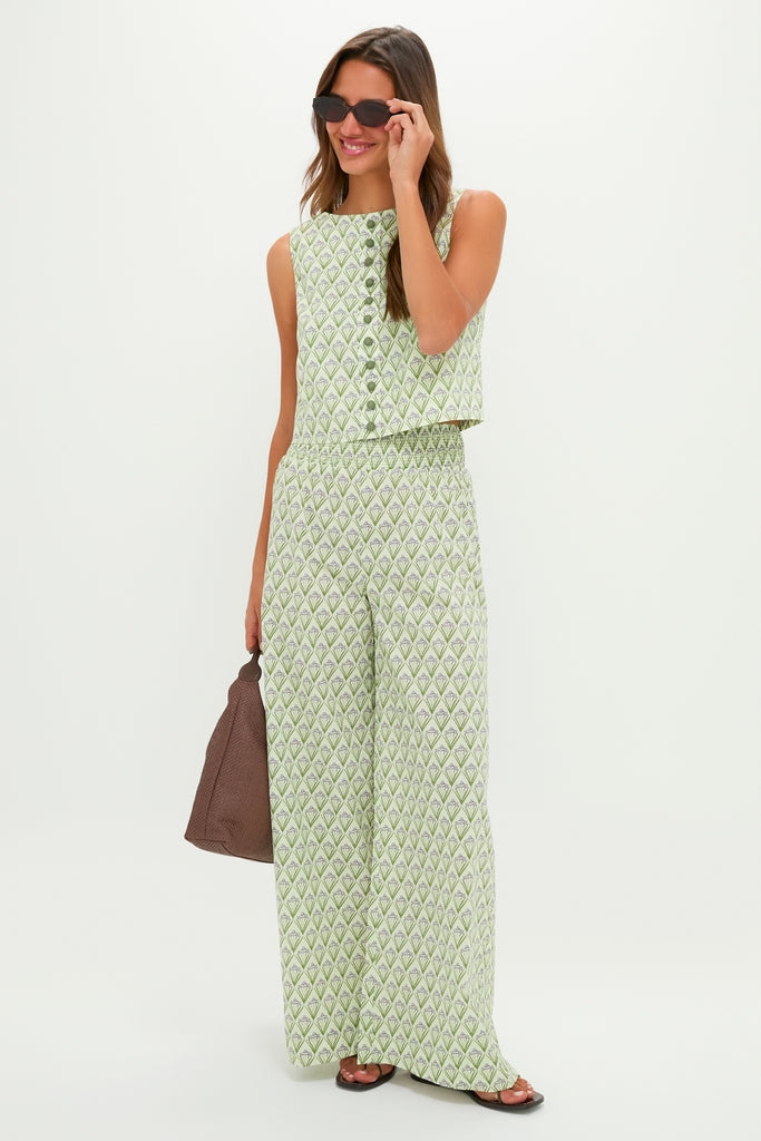 Pale Green Trellis Floral Addy Pants