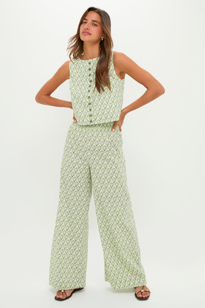 Pale Green Trellis Floral Addy Pants