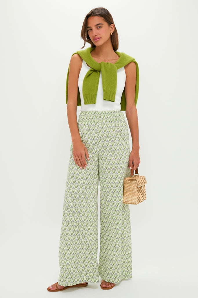 Pale Green Trellis Floral Addy Pants