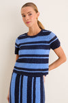 Navy & Baby Blue Striped Knit Ren Top