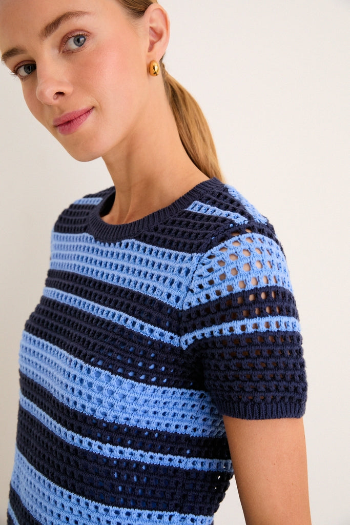 Navy & Baby Blue Striped Knit Ren Top