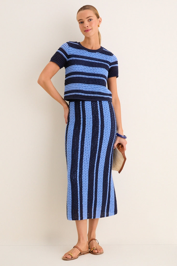 Navy & Baby Blue Striped Knit Ren Top