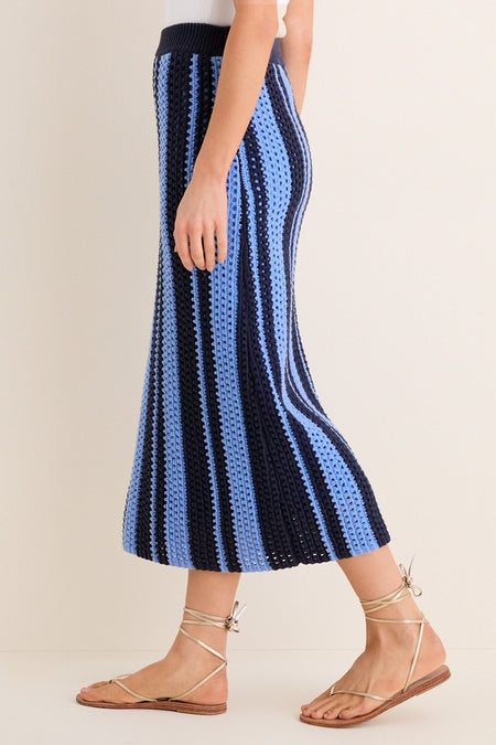 Navy & Baby Blue Striped Knit Ren Skirt