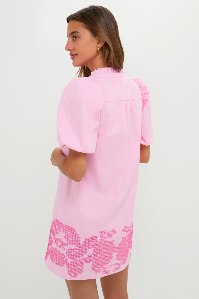 Pink Embroidered Mini Mimi Dress | Hyacinth House