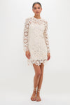 Beige Sequined Crochet Carrie Mini Dress