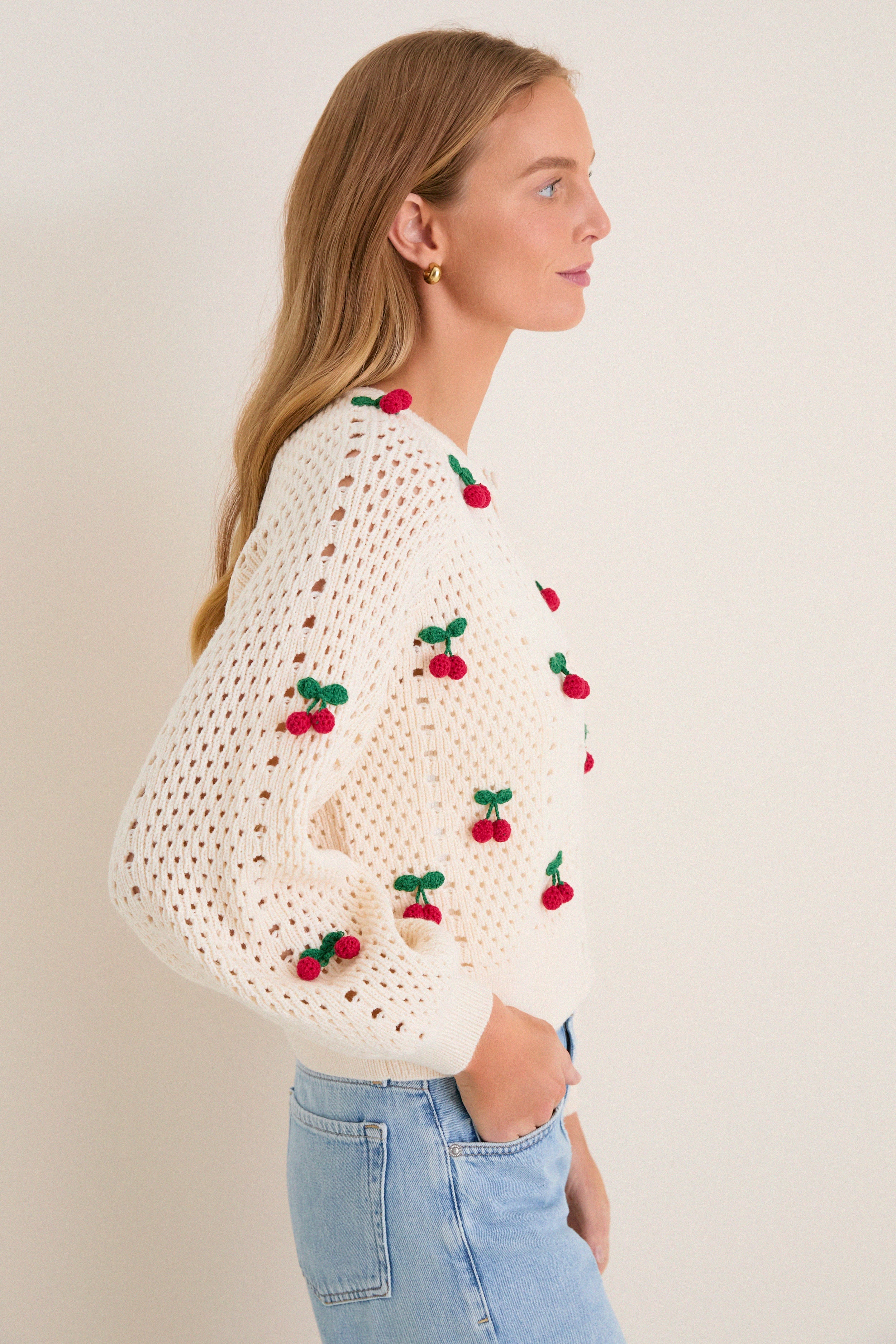 Cherry Embroidered Cora Cardigan