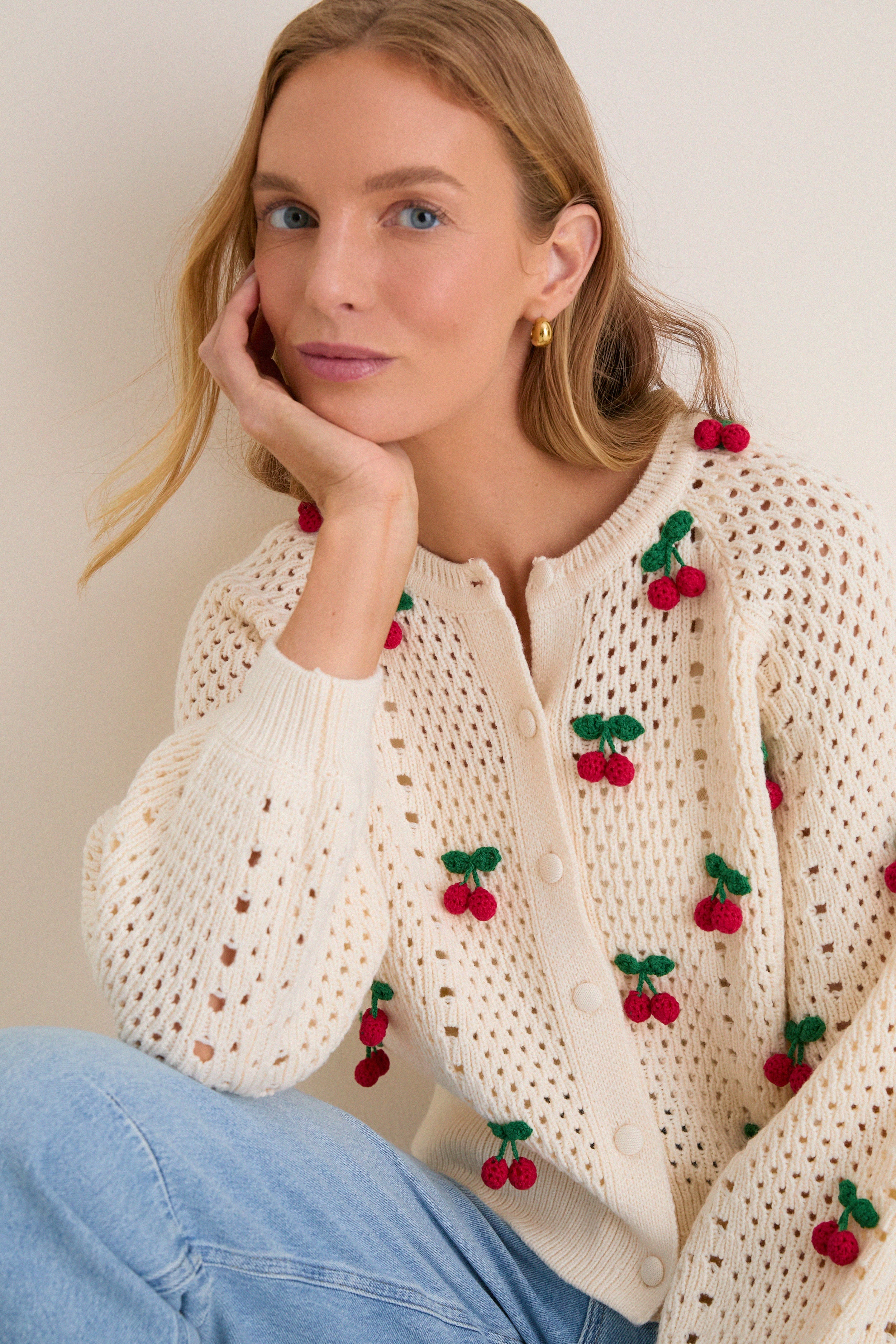 Cherry Embroidered Cora Cardigan | Hyacinth House